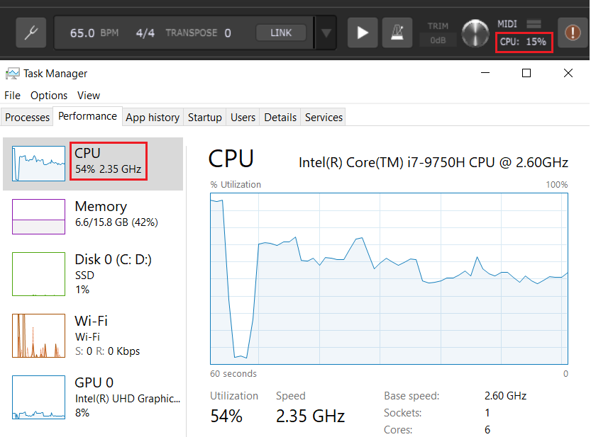 Why does Task Manager or Activity Viewer show a higher CPU usage value than does Gig Performer?