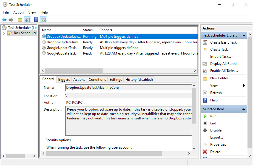 windows task scheduler multiple actions