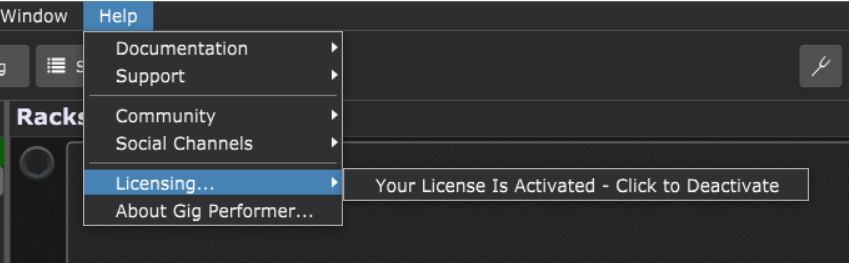 Gig Performer License Activate and Deactivate