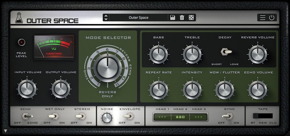 Outer Space plugin, modeled after the Roland RE-201 (Space Echo), Gig Performer
