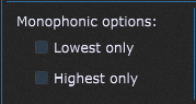Monophonic options in Gig Performer