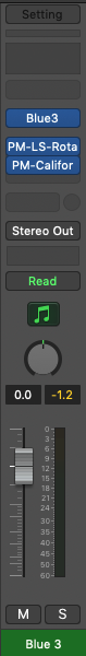 A closer look at one of the channel strips in Logic Pro