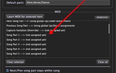 How to use the same set of PC messages to select parts in any song