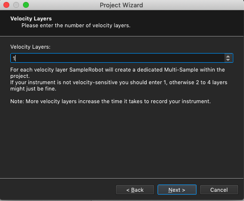 Kontakt plugin, SampleRobot Project Wizard, Velocity Layers