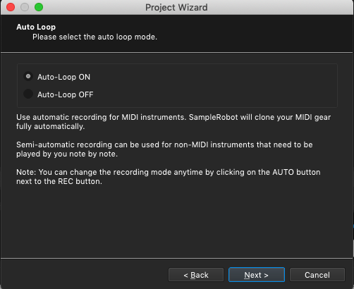 Kontakt plugin, SampleRobot Project Wizard, Auto Loop mode