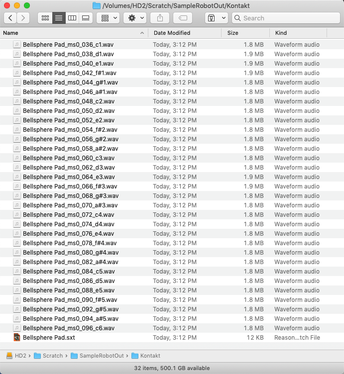 Mac, Folder where SampleRobot was storing the sample files, Native Instruments Kontakt