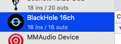 Mac Audio Device, Blackhole virtual audio interface