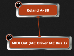 Connect Roland A-88 to MIDI Out (IAC Driver IAC Bus 1) in Gig Performer