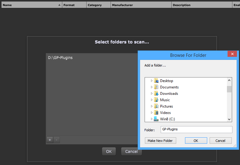 Gig Performer, Select VST plugin Folders to scan