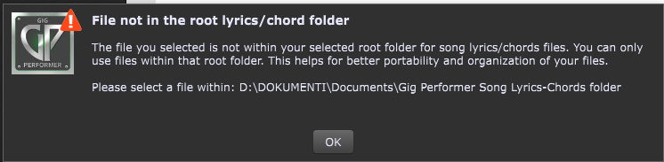 File not in the root lyrics folder
