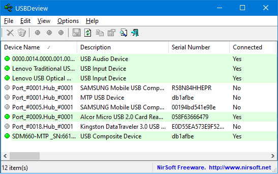 USBDeview MIDI device