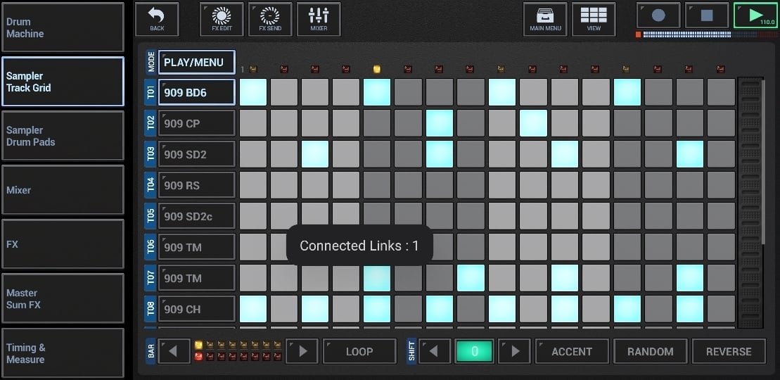 Indicator when a new Link product is connected in G-Stomper Rhythm app. 