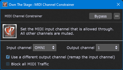 MIDI channel constrainer remap all input channels to desired output