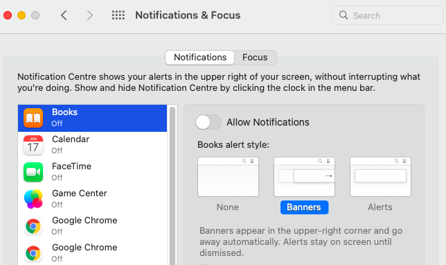 Configure notifications for live performance on Monterey