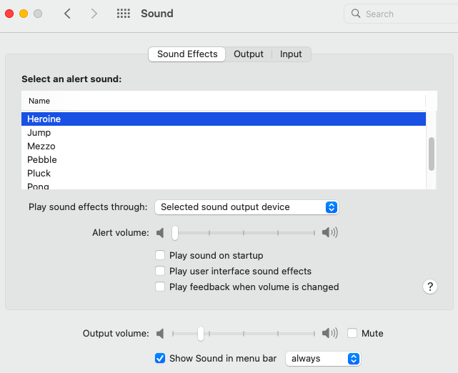Turn Off system sounds and effects on macOS Monterey