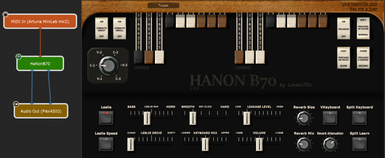 VST3 plugin HaNonB70 in Gig Performer, audio plugin host for live performance