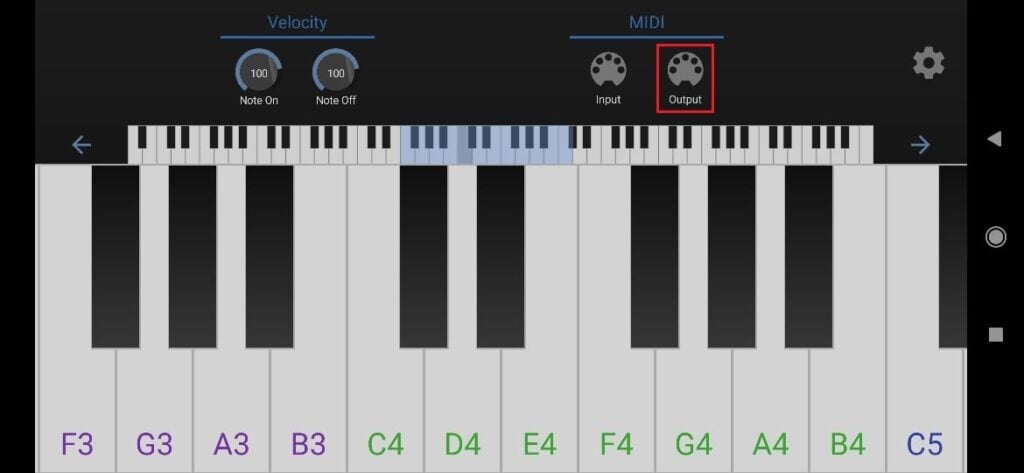 MIDI Keyboard, Android application with MIDI support