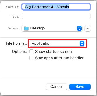 AppleScript Save as Application, Gig Performer instance