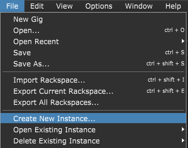 Creating a new instance in Gig Performer, audio plugin host for live performance