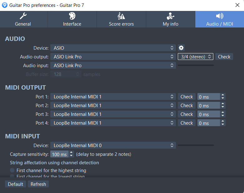 Guitar Pro 7 Audio Setup with ASIO Link Pro
