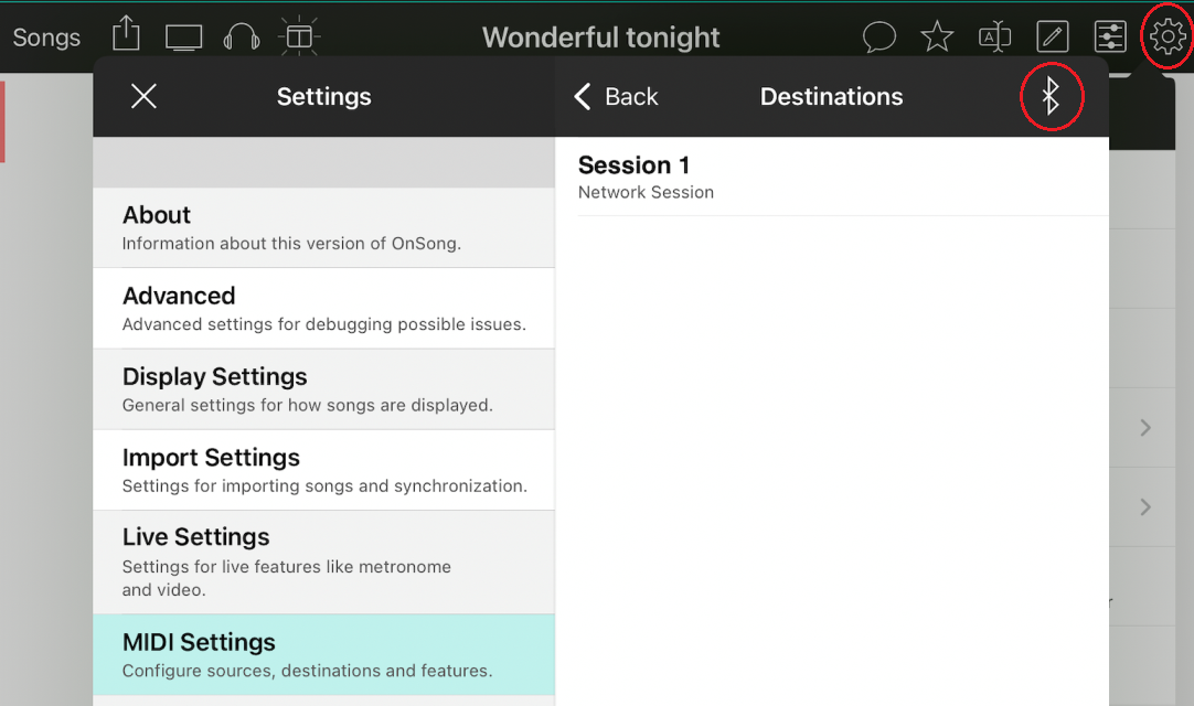 Advertise the MIDI Service feature on the OnSong app Settings