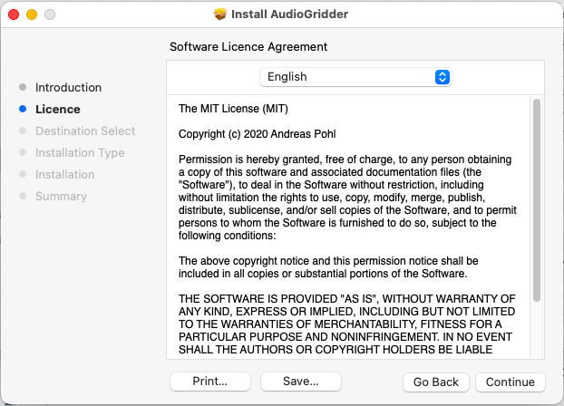 AudioGridder installer, MIT License