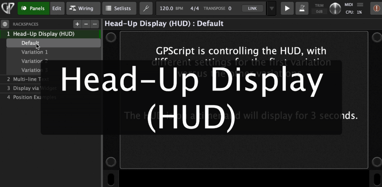 The Head Up Display (HUD) extension for Gig-Performer