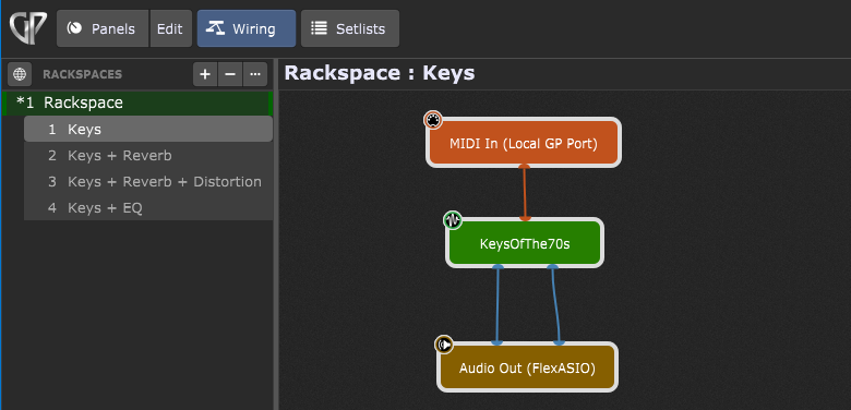 Gig Performer's Local GP port in simple Wiring view