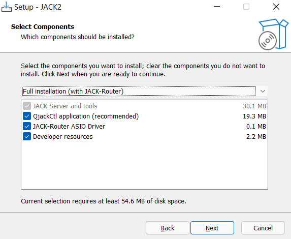 Jack2, Full Installation with JACK Router ASIO driver