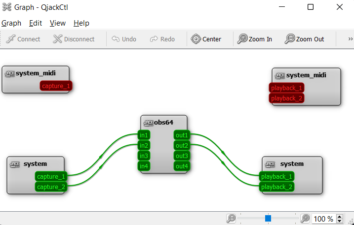 QjackCtl Graph with OBS Studio