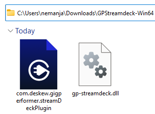 Contents of the GPStreamDeck ZIP file