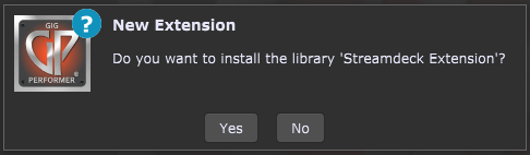 New extension detected in Gig Performer - prompt