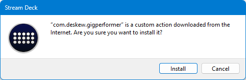 Notification for installing the Stream Deck Plugin