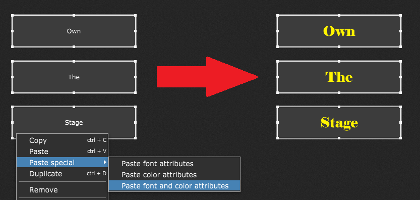 Paste font attributes and color to another widget