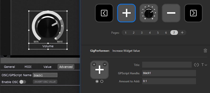 Increase the value of a widget in Gig Performer using Stream Deck