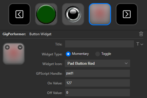 Pad widget in the Stream Deck plugin for Gig Performer