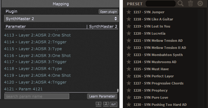 Synth Master broadcast plugin parameter changes to host such as Gig Performer and its widgets