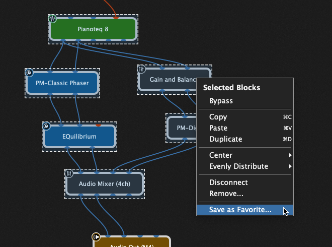 Saving some interconnected plugins as a favorite