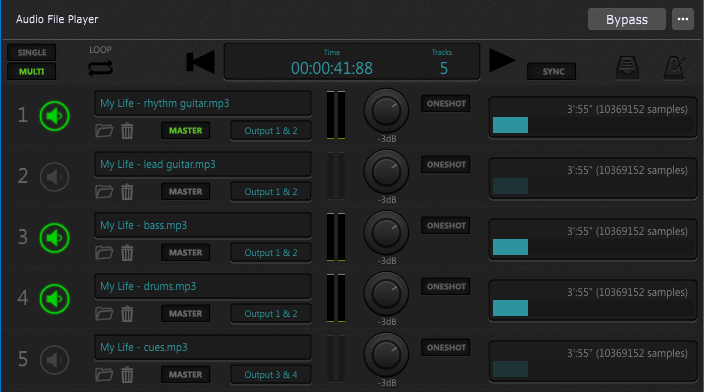 Audio File Player with stems loaded - backing tracks