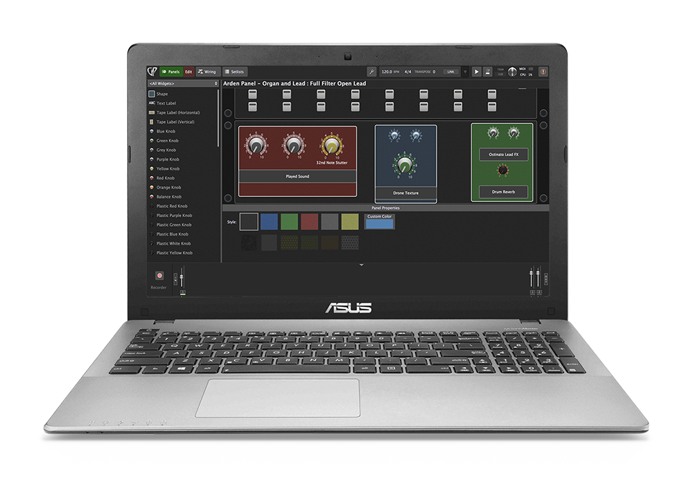 Gig Performer Audio Plugin Host Mappable Widgets on Windows laptop
