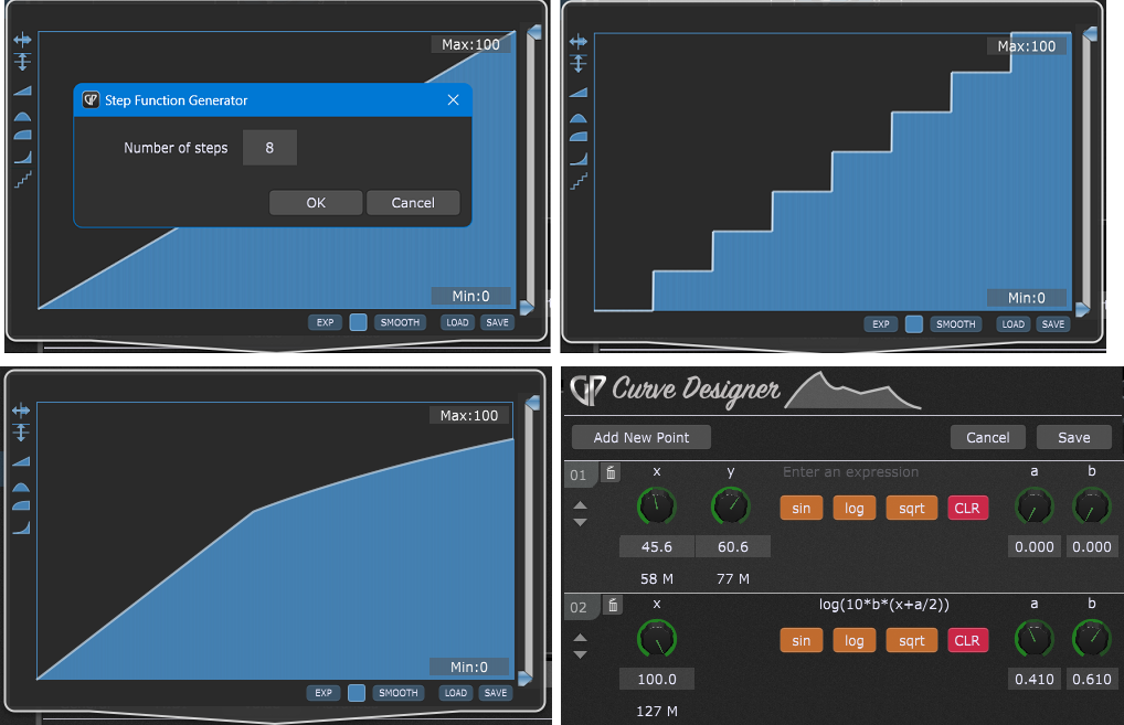 Custom curve design in Gig Performer Essentials