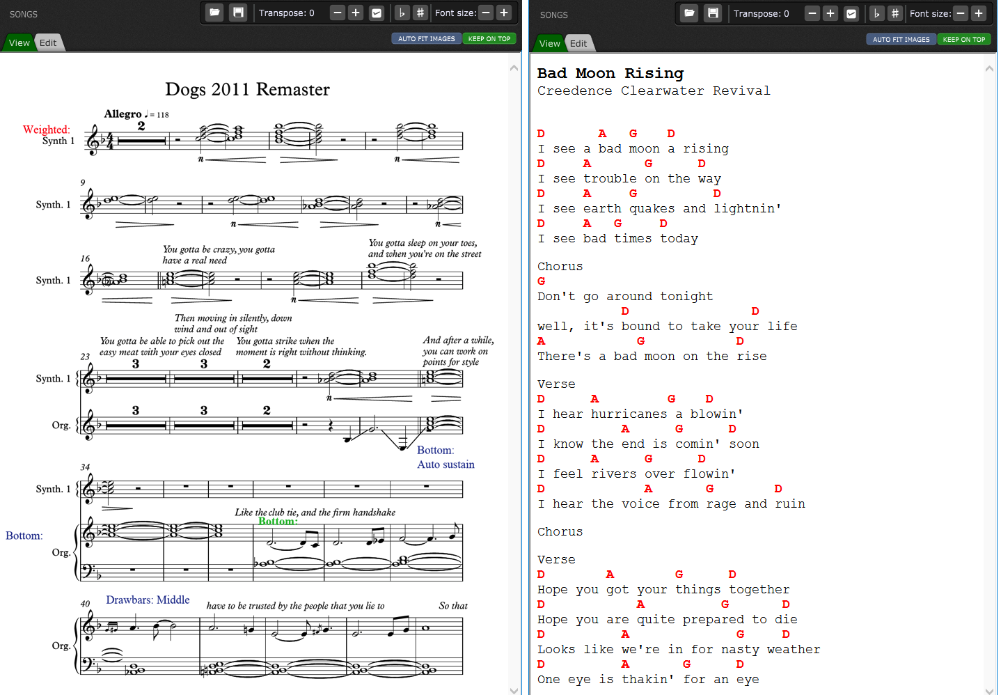 Lyrics and ChordPro support