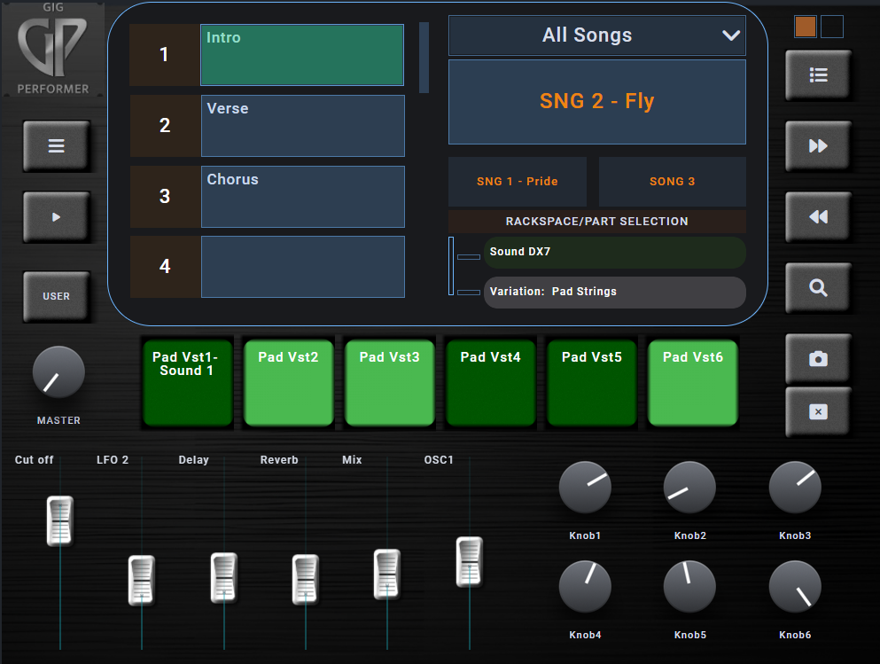 Domenico Patella Open Stage Control template, featuring Gig Performer