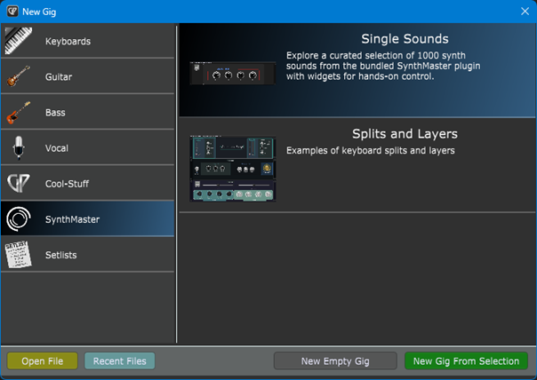 New templates in Gig Performer 5 - Synth Master.