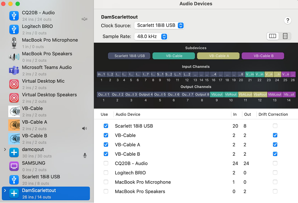 macOS an aggregate device