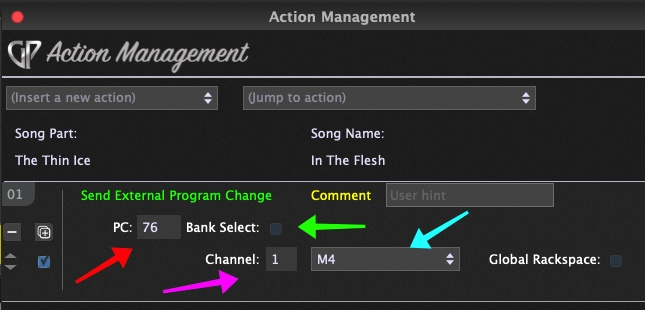 Send External Program Change Song Part Actions