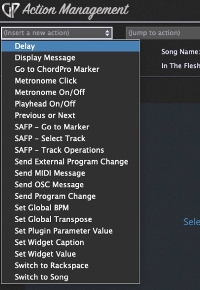 Song Part Actions in Gig Performer Pro